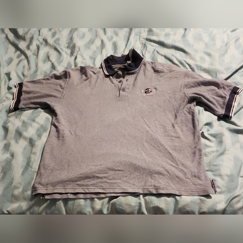 VINTAGE Toronto‎ Hard Rock Cafe Polo Shirt Navy Blue Short Sleeve Men M